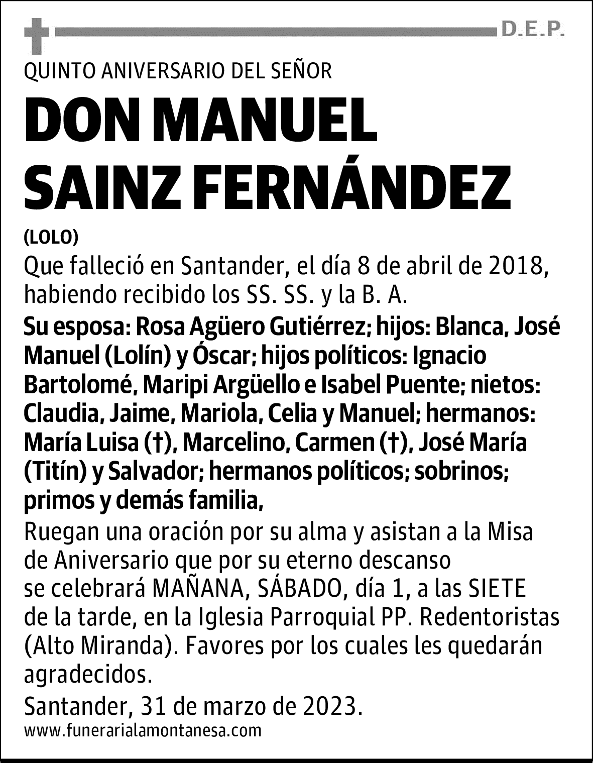 DON MANUEL SAINZ FERNÁNDEZ