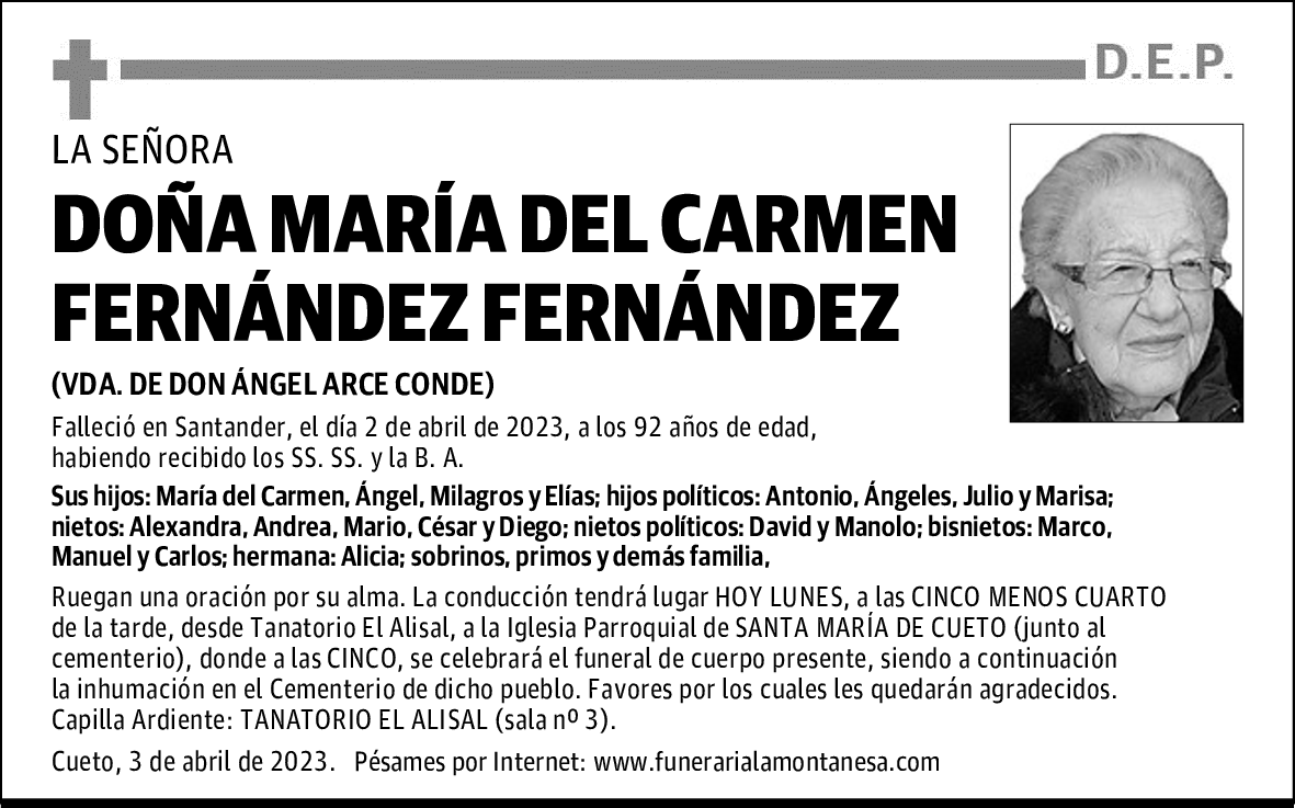 DOÑA MARÍA DEL CARMEN FERNÁNDEZ FERNÁNDEZ