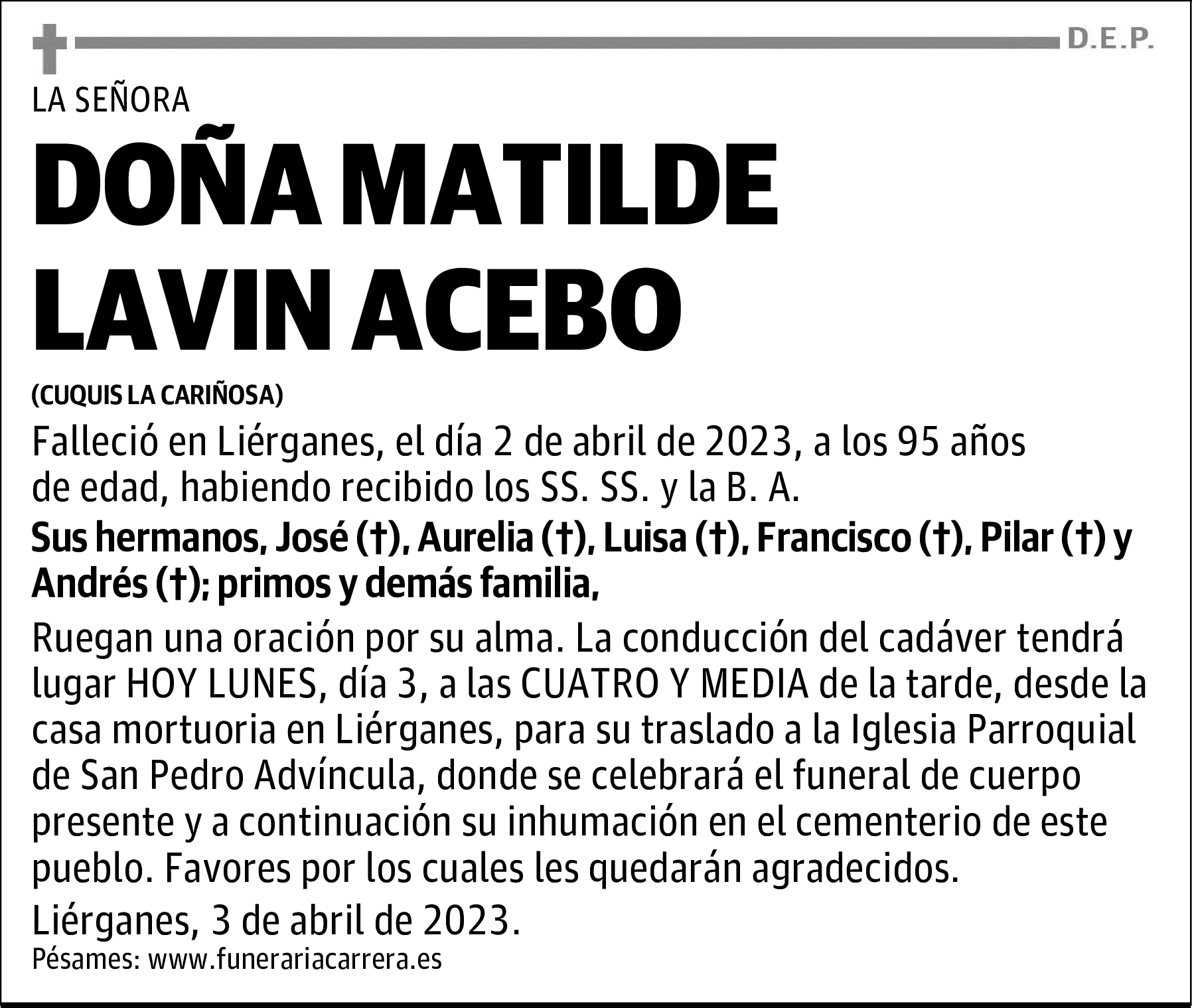 DOÑA MATILDE LAVIN ACEBO