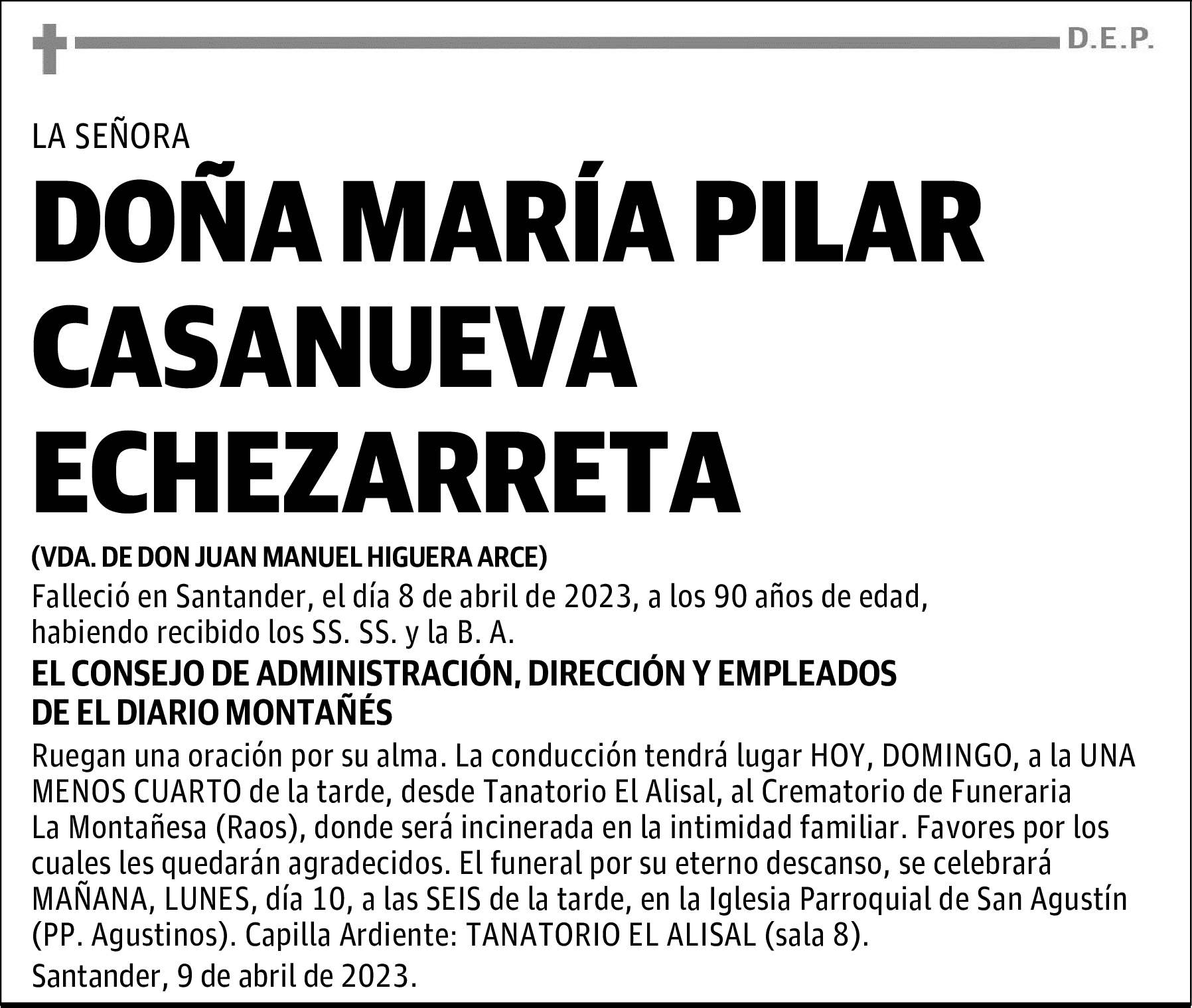 DOÑA MARÍA PILAR CASANUEVA ECHEZARRETA