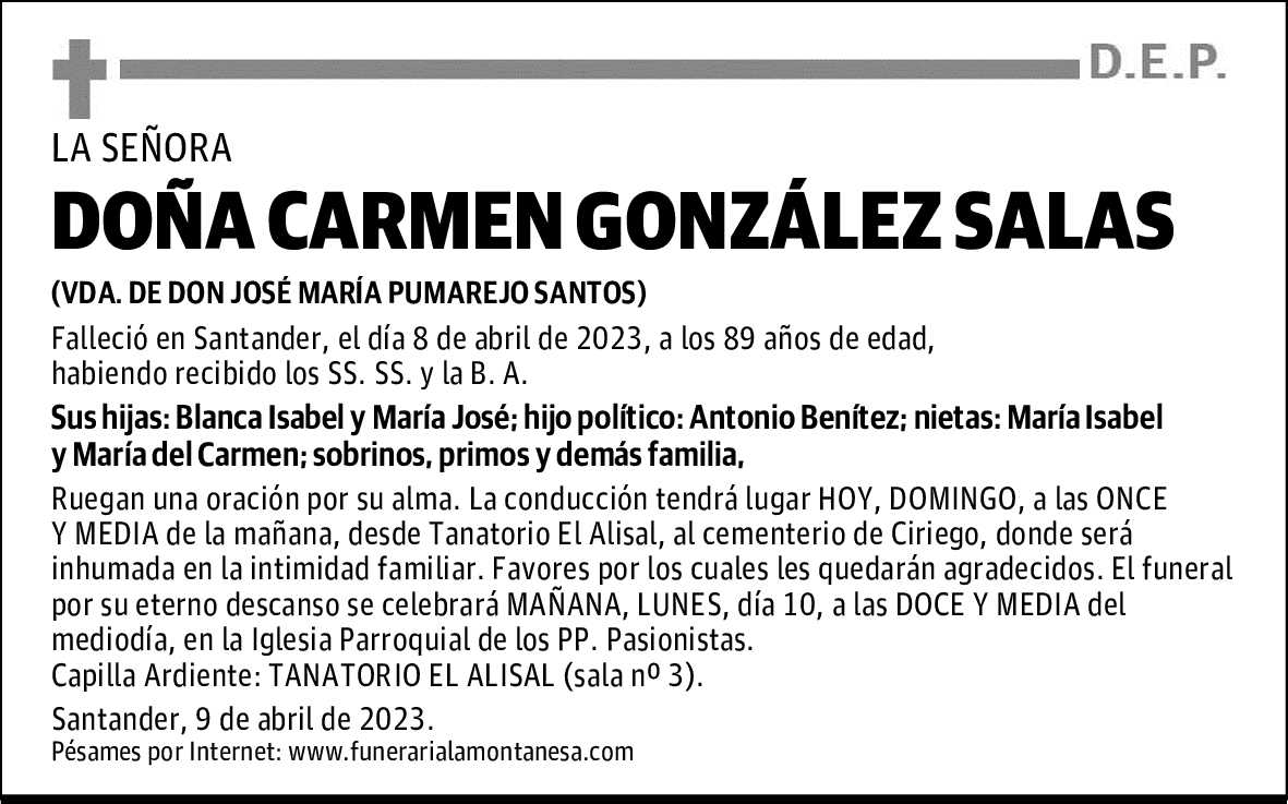 DOÑA CARMEN GONZÁLEZ SALAS