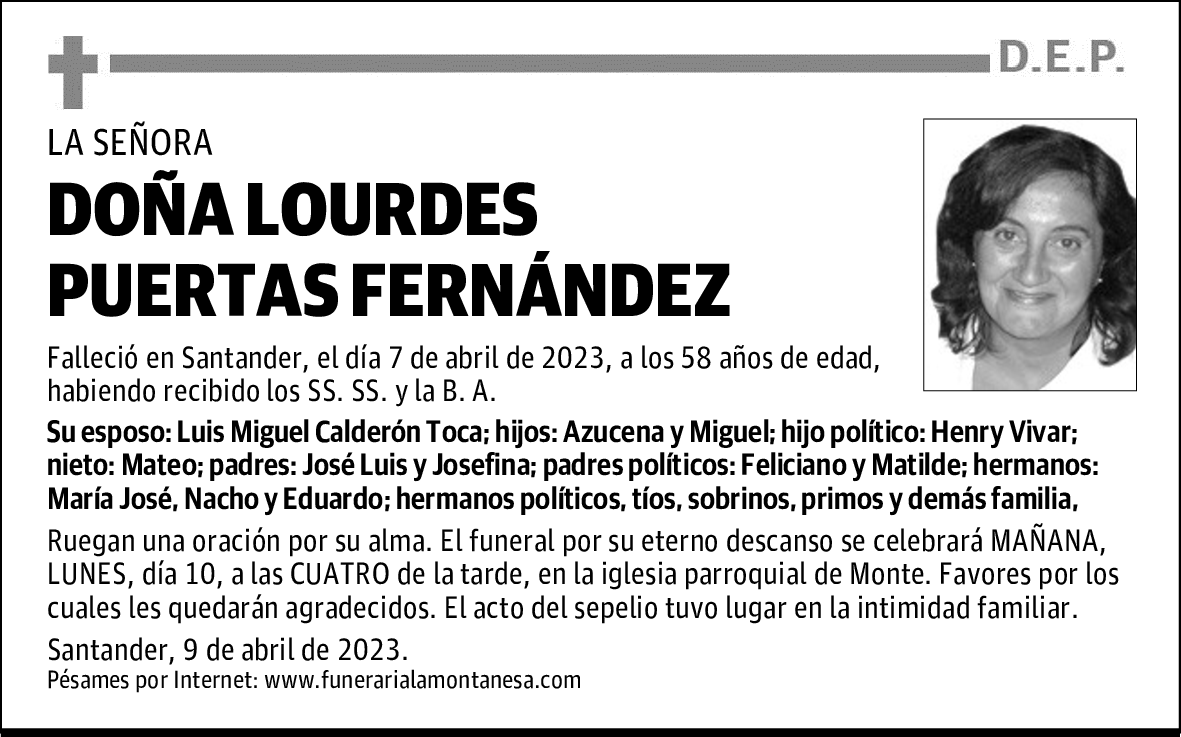 DOÑA LOURDES PUERTAS FERNÁNDEZ