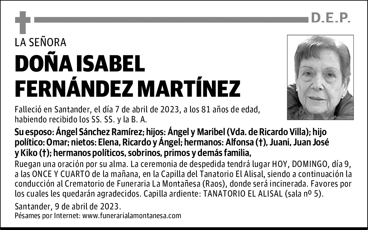 DOÑA ISABEL FERNÁNDEZ MARTÍNEZ