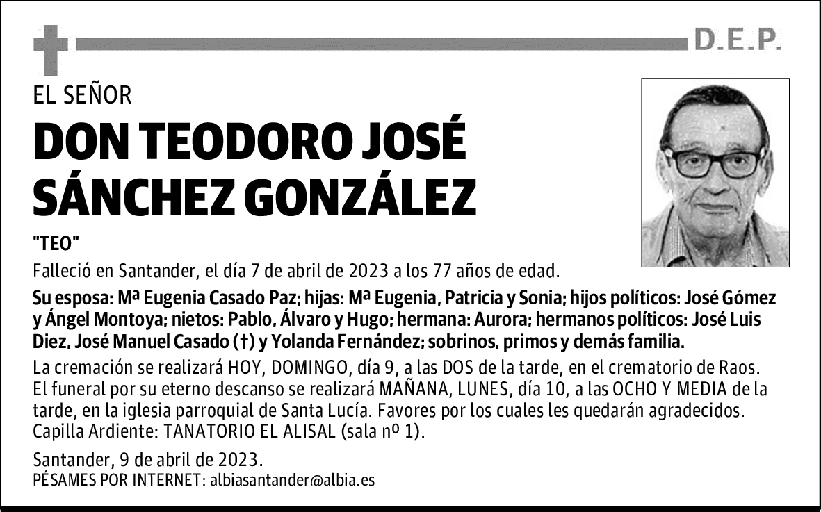 DON TEODORO JOSÉ SÁNCHEZ GONZÁLEZ