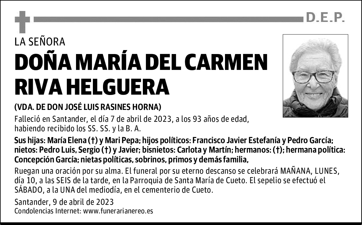 DOÑA MARÍA DEL CARMEN RIVA HELGUERA