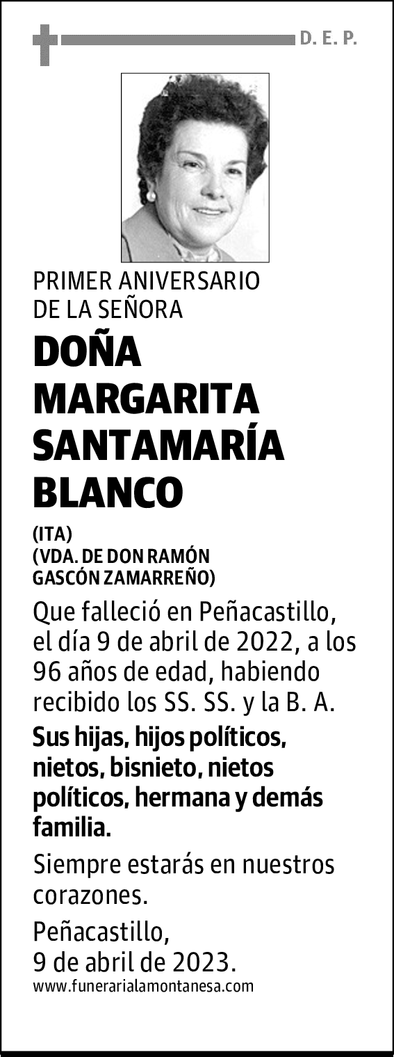 DOÑA MARGARITA SANTAMARÍA BLANCO