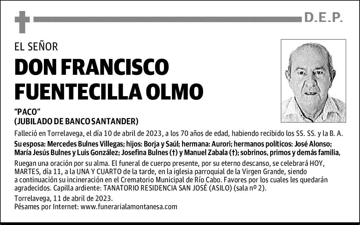 DON FRANCISCO FUENTECILLA OLMO