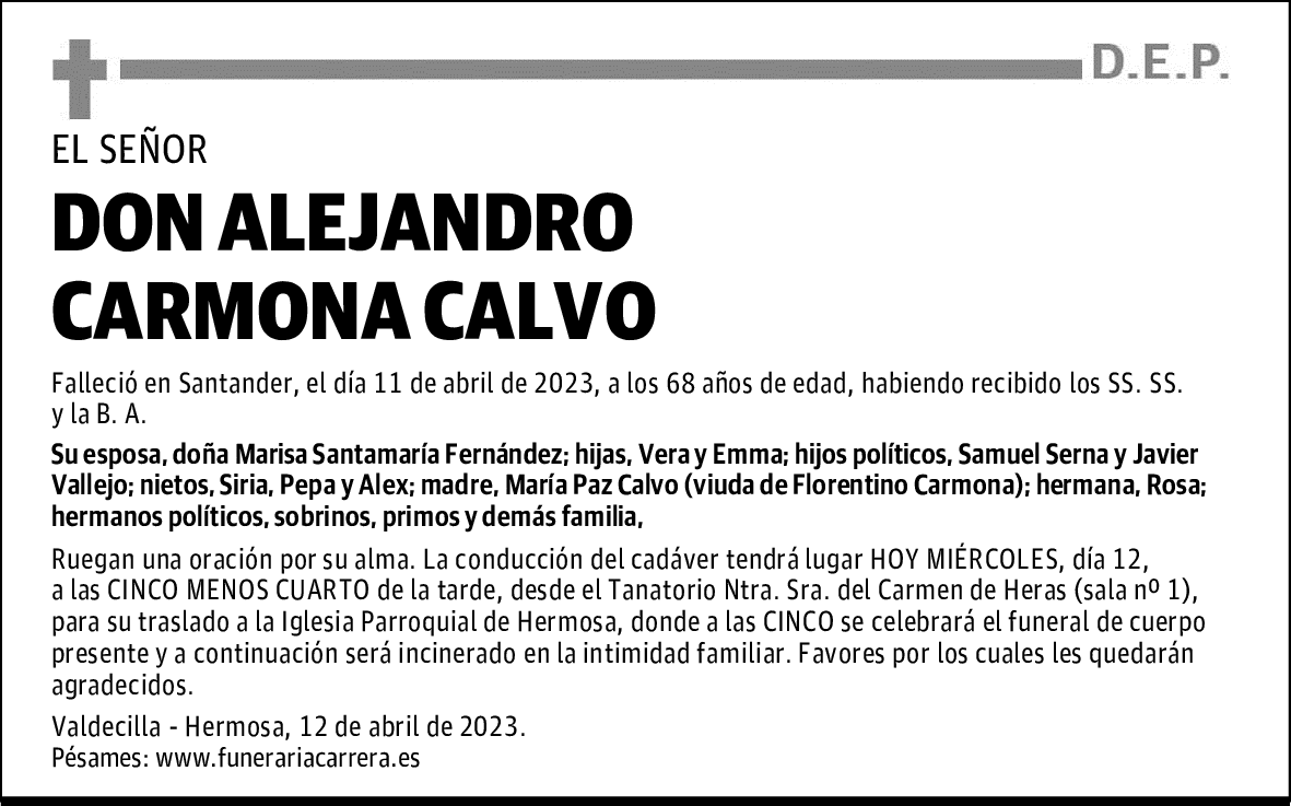 DON ALEJANDRO CARMONA CALVO