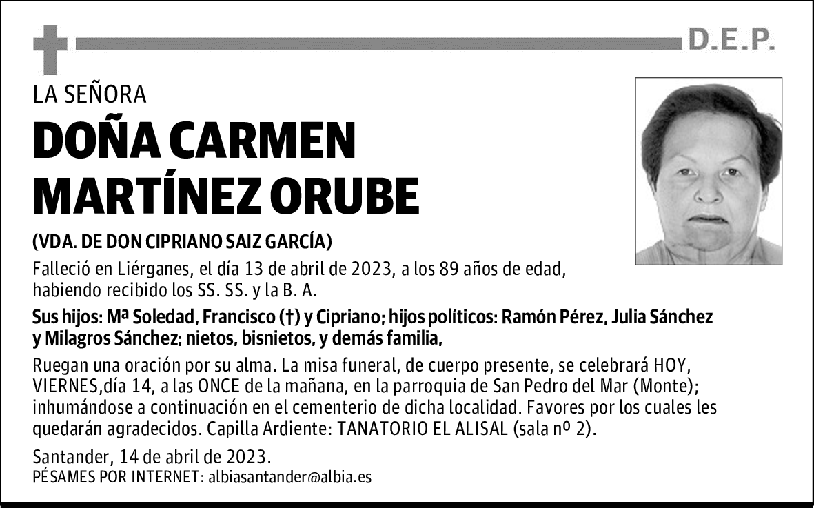 DOÑA CARMEN MARTÍNEZ ORUBE