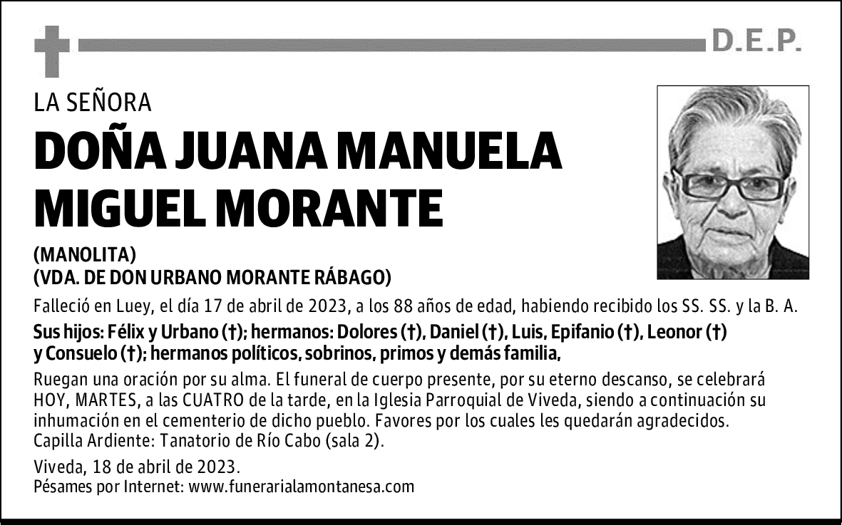 DOÑA JUANA MANUELA MIGUEL MORANTE