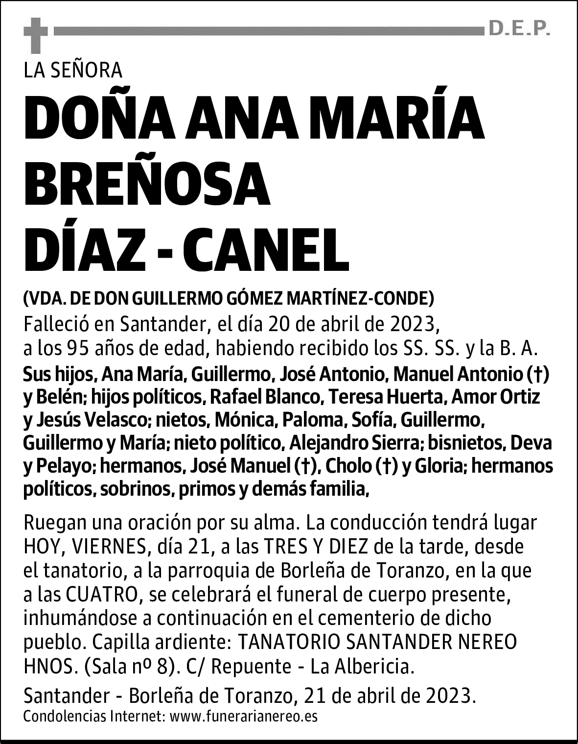 DOÑA ANA MARÍA BREÑOSA DÍAZ - CANEL
