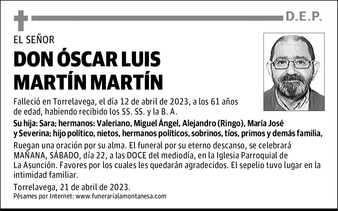 DON ÓSCAR LUIS MARTÍN MARTÍN