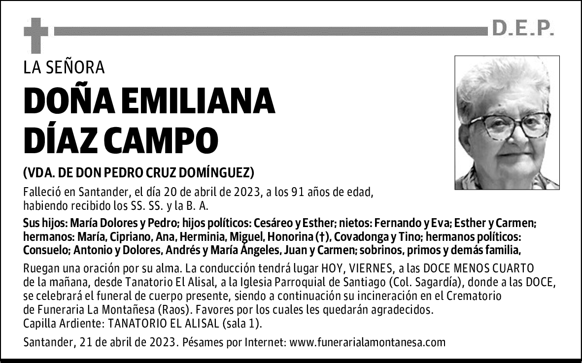 DOÑA EMILIANA DÍAZ CAMPO