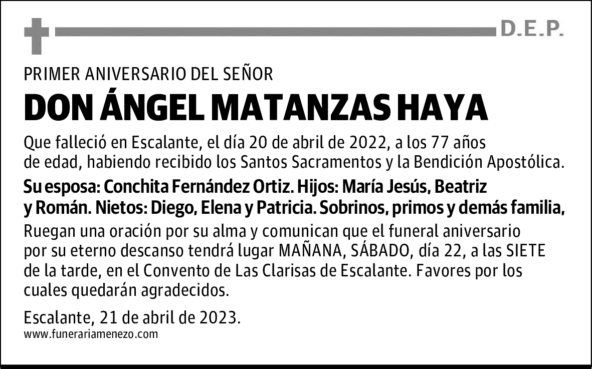 DON ÁNGEL MATANZAS HAYA