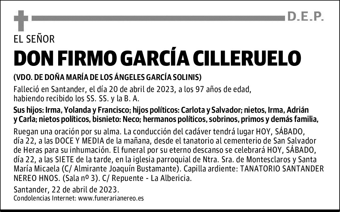 DON FIRMO GARCÍA CILLERUELO