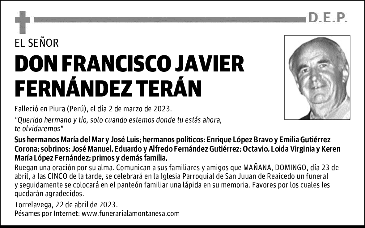 DON FRANCISCO JAVIER FERNÁNDEZ TERÁN