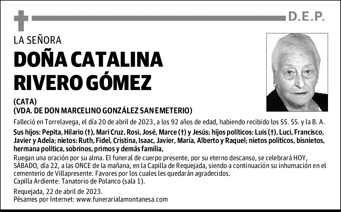DOÑA CATALINA RIVERO GÓMEZ
