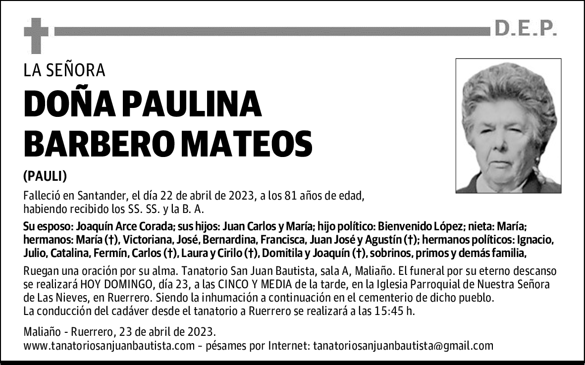 DOÑA PAULINA BARBERO MATEOS