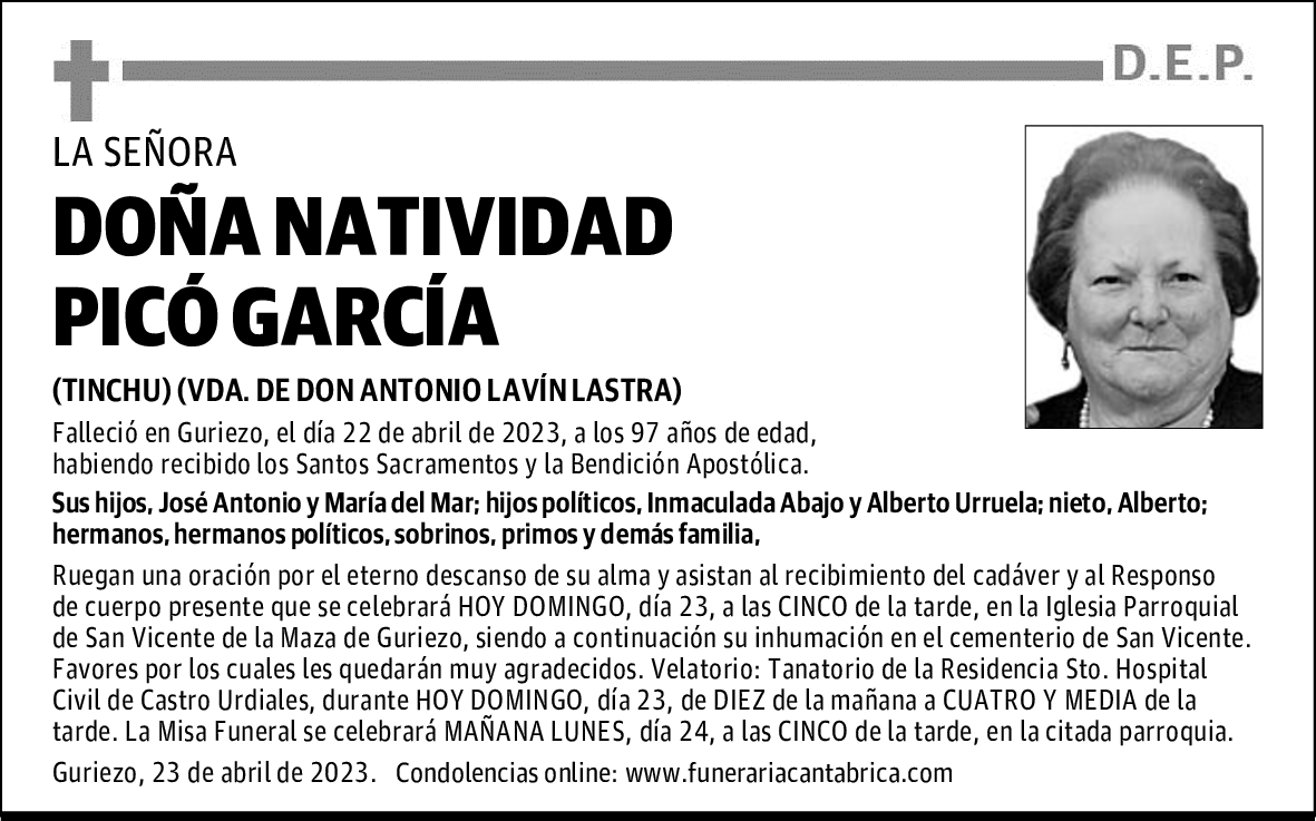 DOÑA NATIVIDAD PICÓ GARCÍA