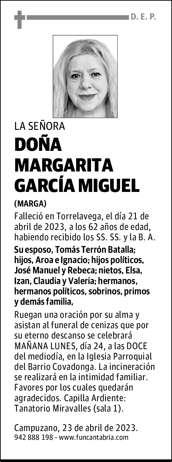 DOÑA MARGARITA GARCÍA MIGUEL