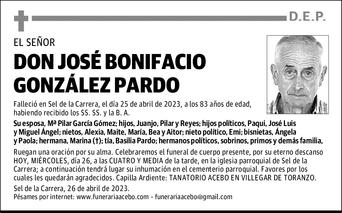 DON JOSÉ BONIFACIO GONZÁLEZ PARDO