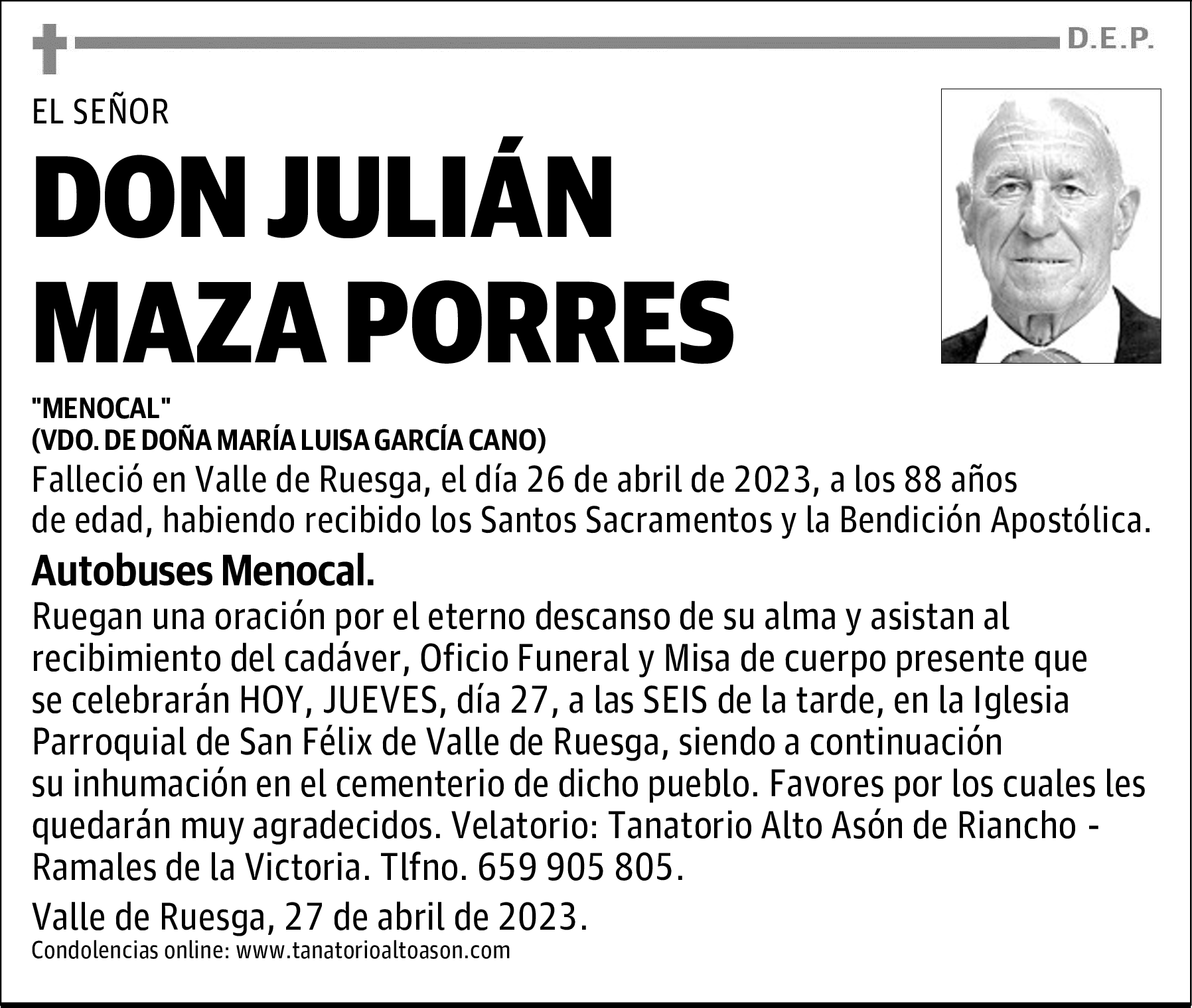 DON JULIÁN MAZA PORRES