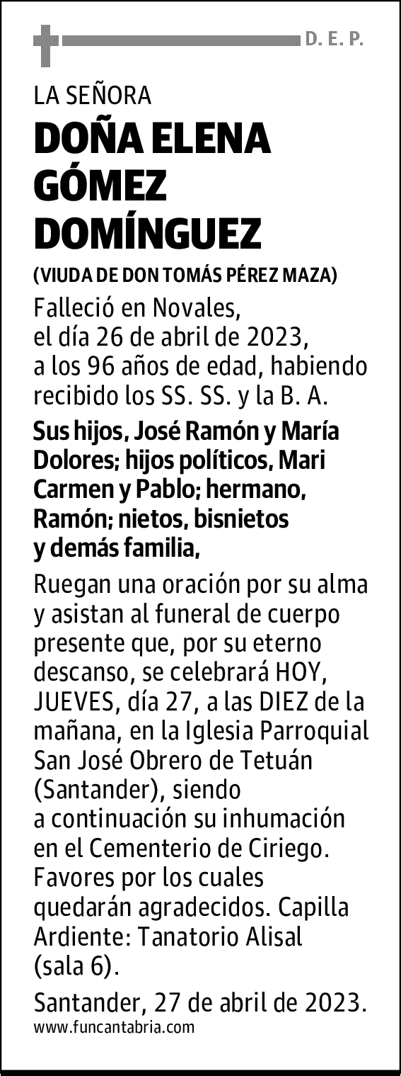 DOÑA ELENA GÓMEZ DOMÍNGUEZ