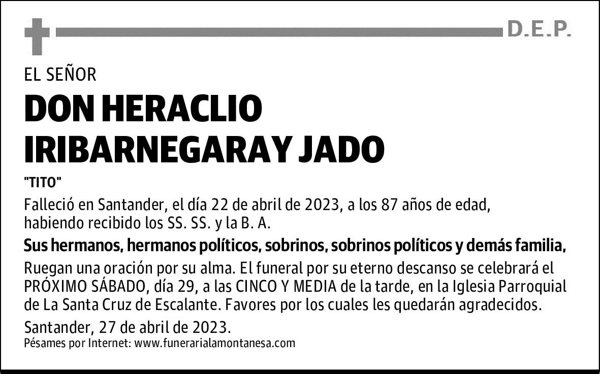 DON HERACLIO IRIBARNEGARAY JADO