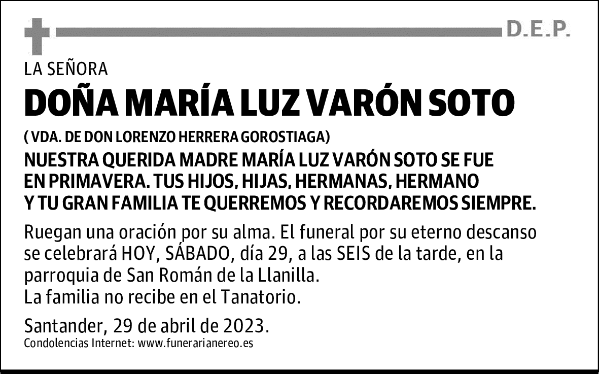 DOÑA MARÍA LUZ VARÓN SOTO