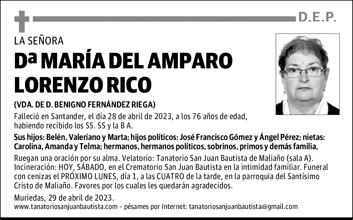 DOÑA MARÍA DEL AMPARO LORENZO RICO