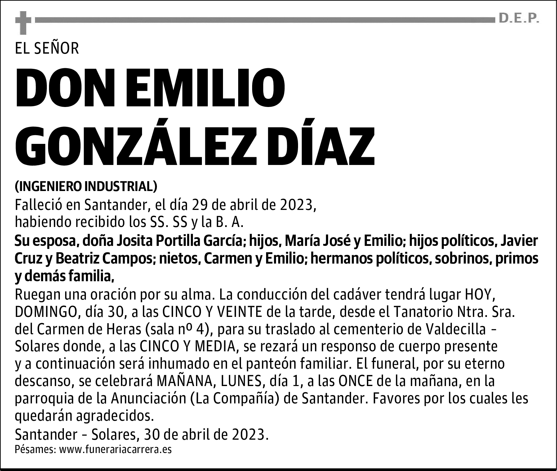 DON EMILIO GONZÁLEZ DÍAZ