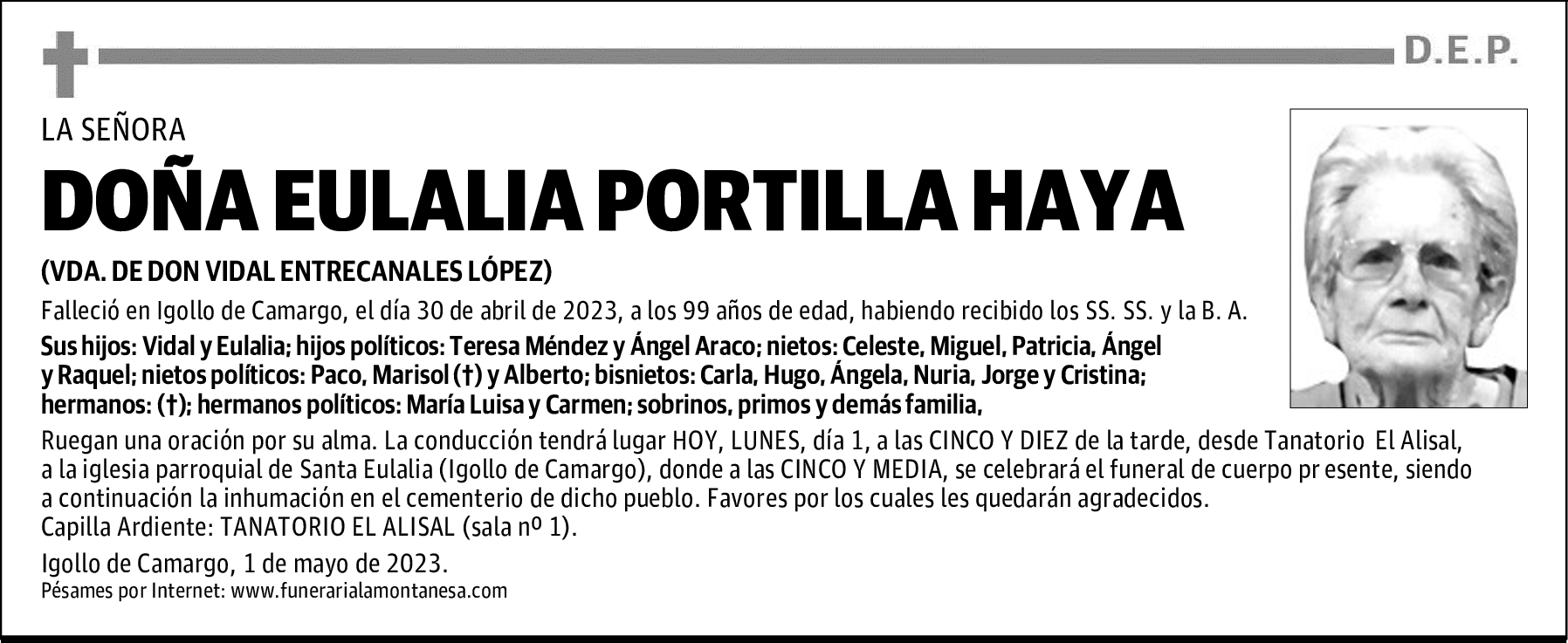 DOÑA EULALIA PORTILLA HAYA