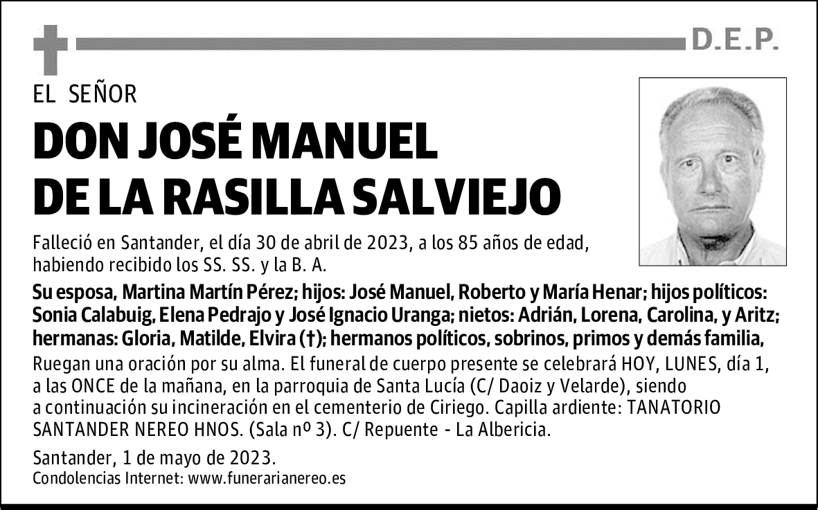 DON JOSÉ MANUEL DE LA RASILLA SALVIEJO