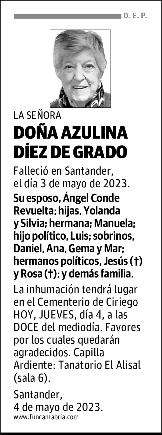 DOÑA AZULINA DÍEZ DE GRADO