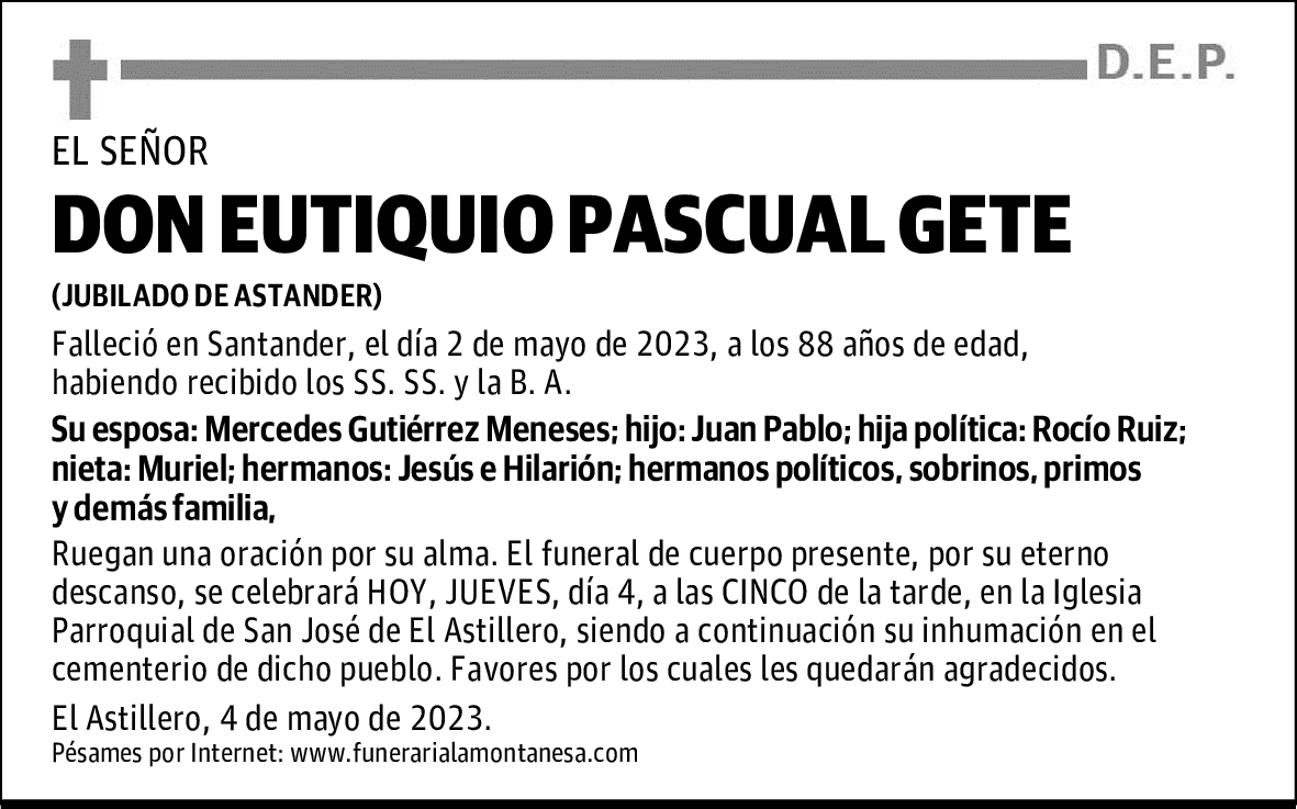 DON EUTIQUIO PASCUAL GETE