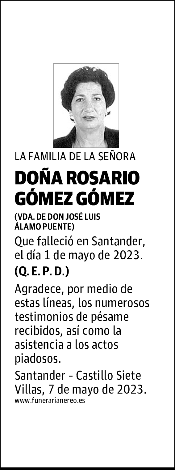 DOÑA ROSARIO GÓMEZ GÓMEZ