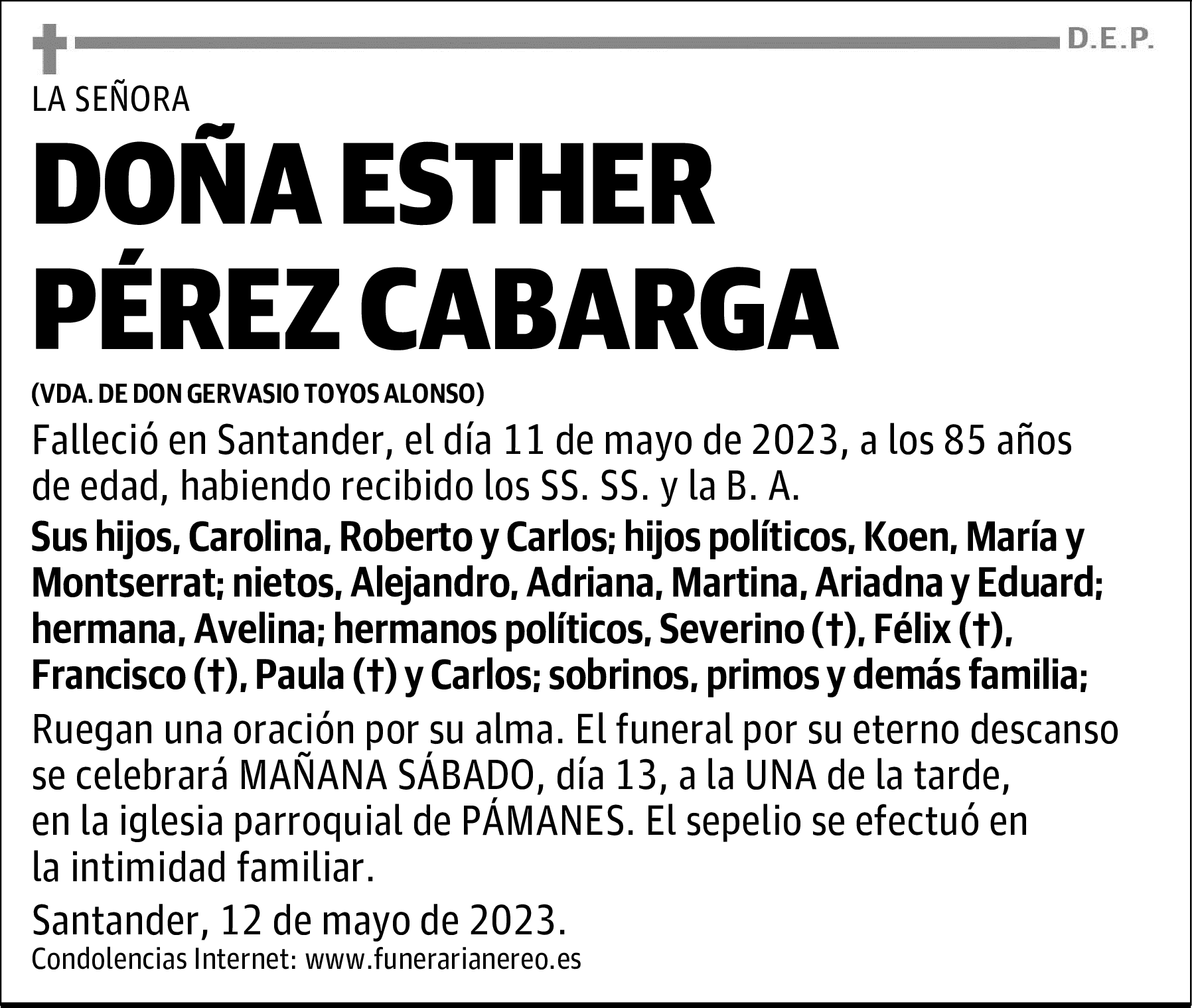 DOÑA ESTHER PÉREZ CABARGA