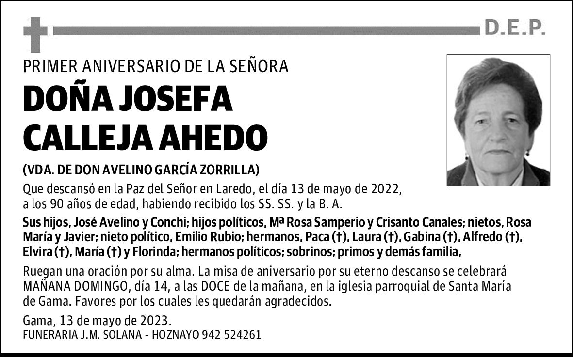 DOÑA JOSEFA CALLEJA AHEDO