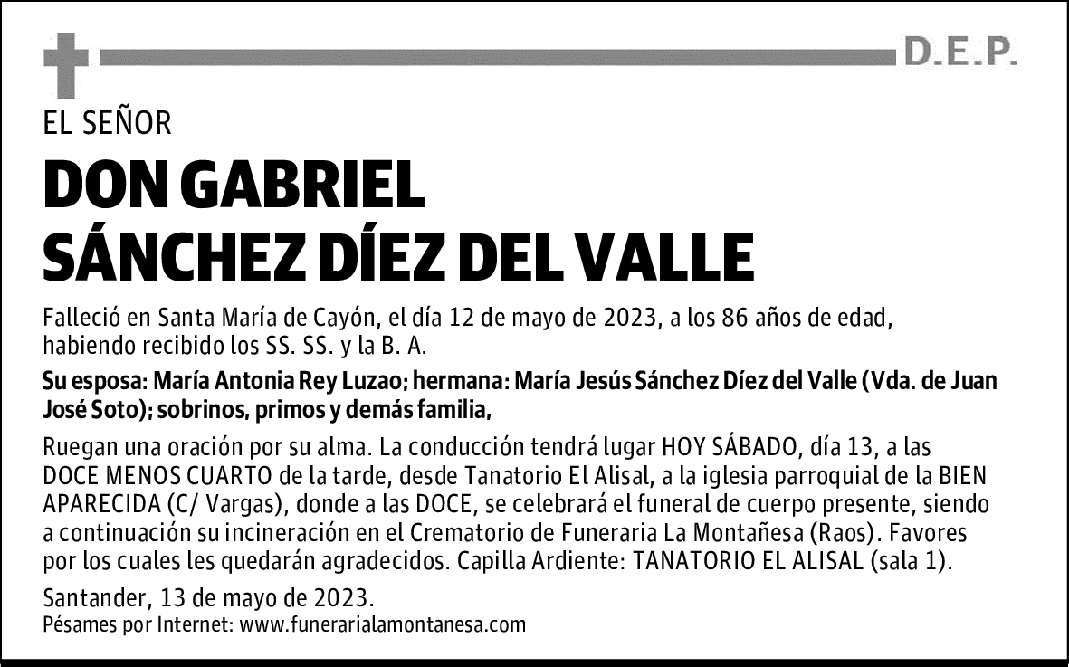 DON GABRIEL SÁNCHEZ DÍEZ DEL VALLE