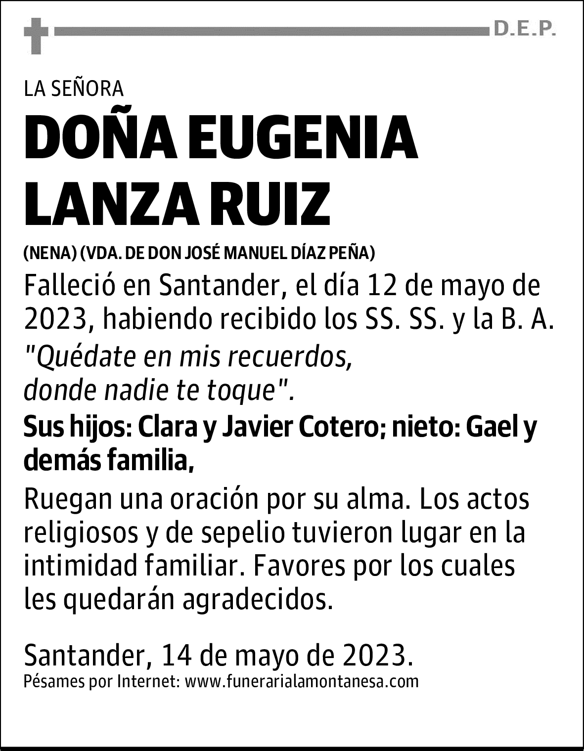 DOÑA EUGENIA LANZA RUIZ
