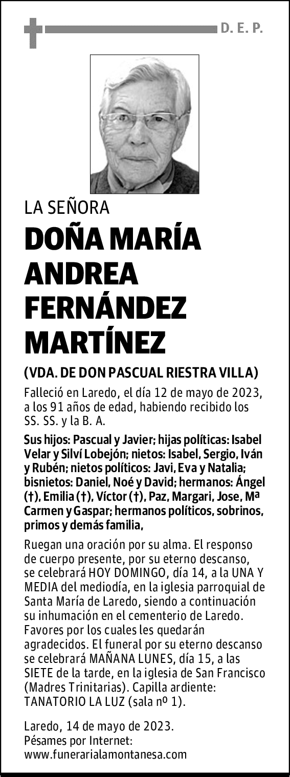 DOÑA MARÍA ANDREA FERNÁNDEZ MARTÍNEZ