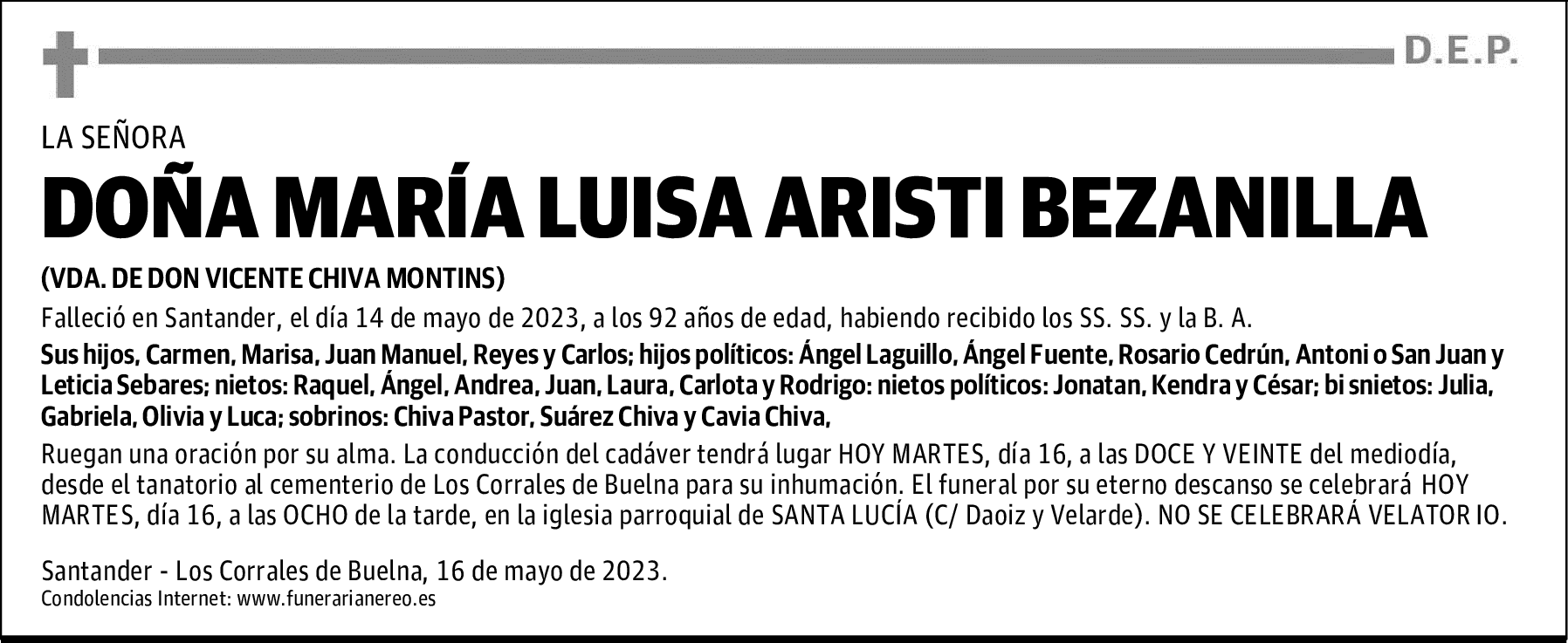 DOÑA MARÍA LUISA ARISTI BEZANILLA