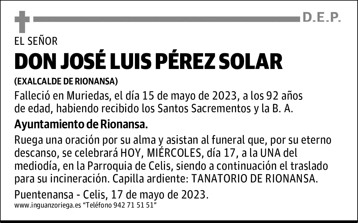 DON JOSÉ LUIS PÉREZ SOLAR