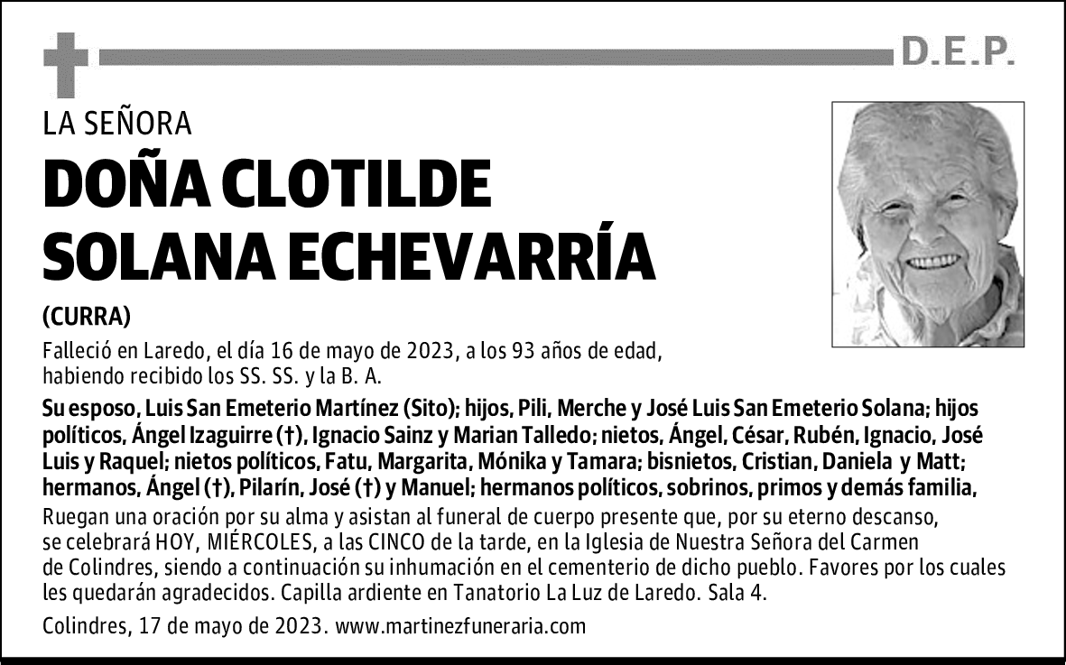 DOÑA CLOTILDE SOLANA ECHEVARRÍA