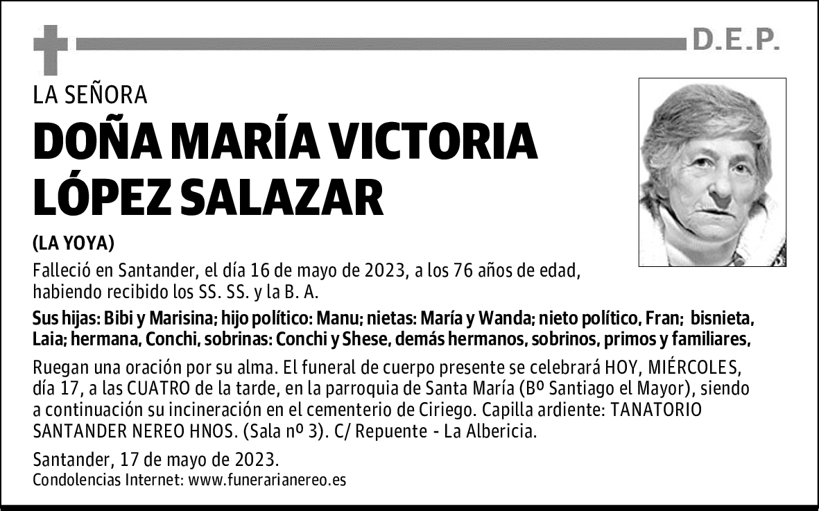 DOÑA MARÍA VICTORIA LÓPEZ SALAZAR