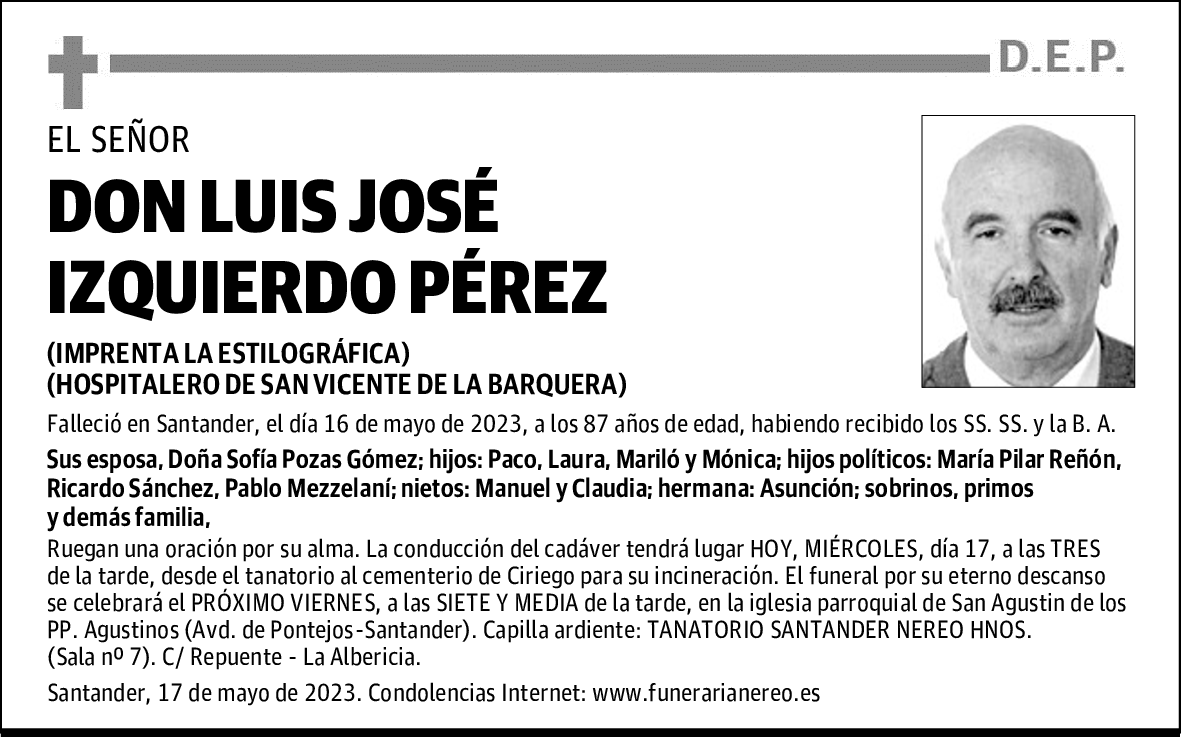 DON LUIS JOSÉ IZQUIERDO PÉREZ