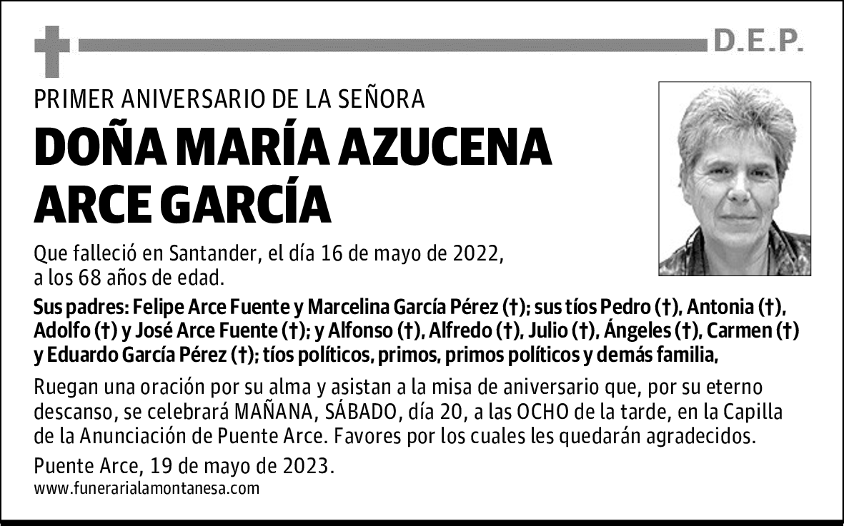DOÑA MARÍA AZUCENA ARCE GARCÍA