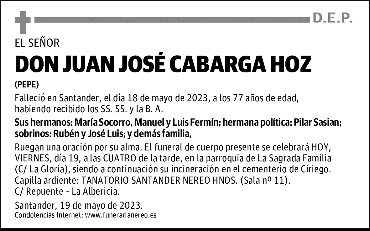 DON JUAN JOSÉ CABARGA HOZ