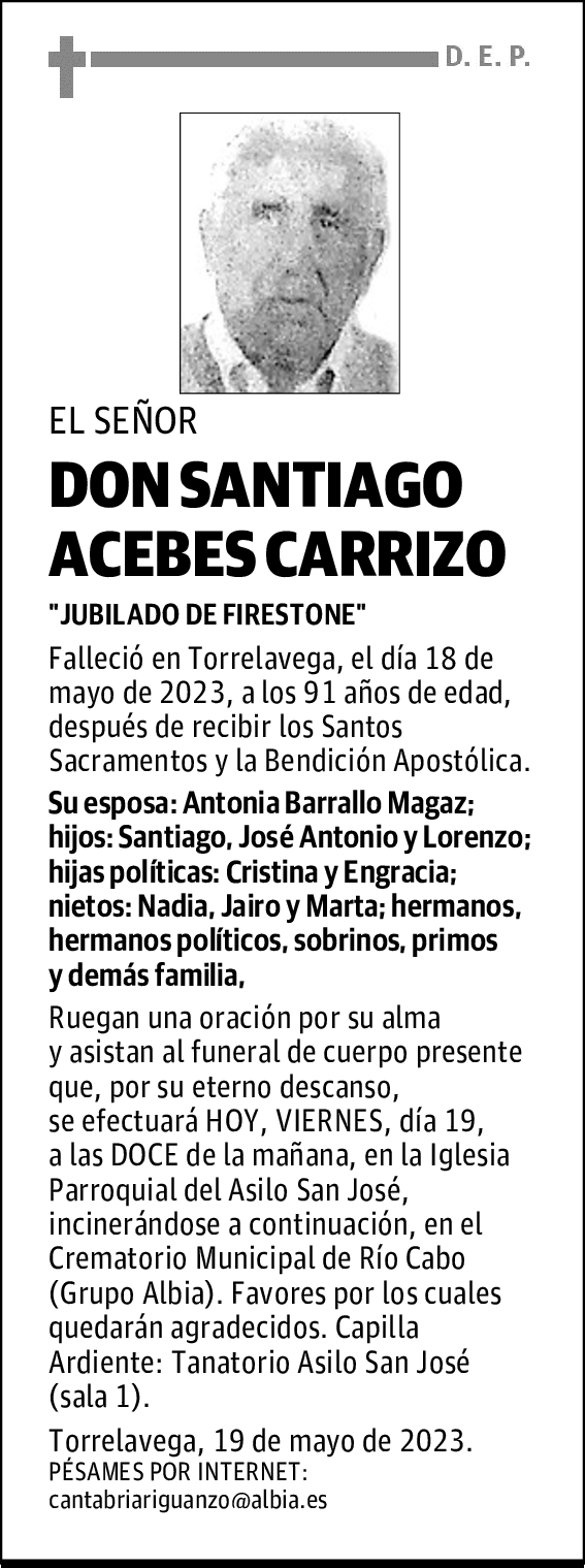 DON SANTIAGO ACEBES CARRIZO