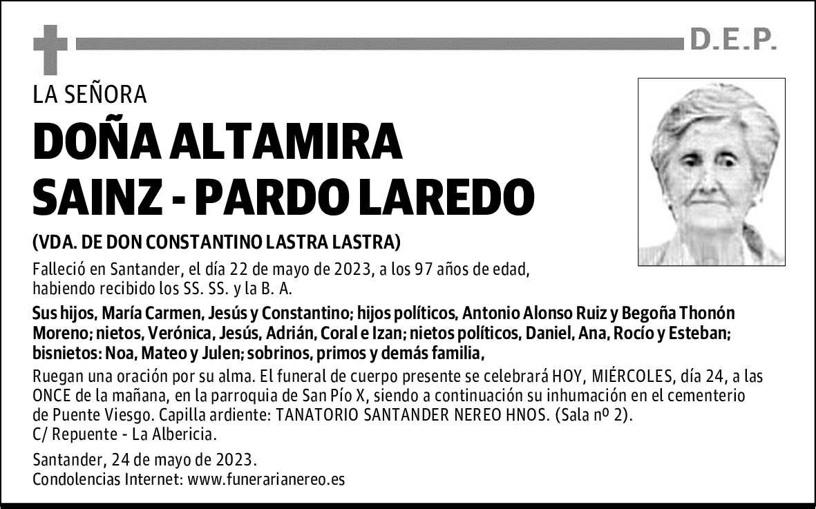 DOÑA ALTAMIRA SAINZ - PARDO LAREDO